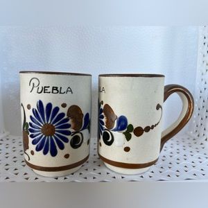 Two made in Puebla Mexico handmade hand painted mugs